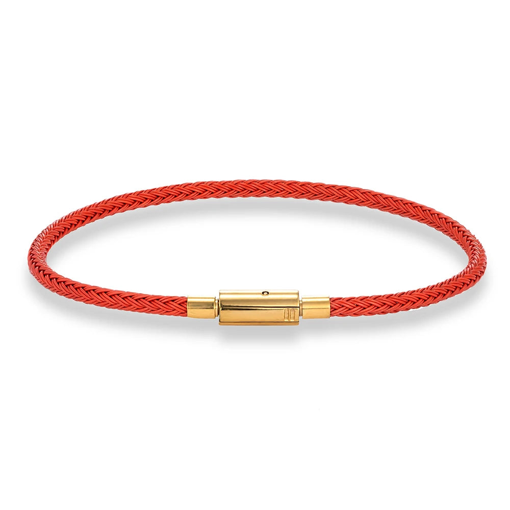 MKENDN Classic Men Women Jewelry 2-3mm Non-fading Steel Wire Thin Rope Bracelet Button Clasp Classic Cuff DIY Charm Bracelet