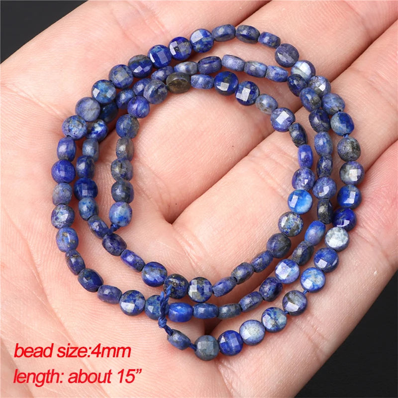 45 Styles Natural Lapis Lazuli Beads Blue Round Rondelle Faceted Loose Spacer Stone Bead For Jewelry Making Accessories Supplies