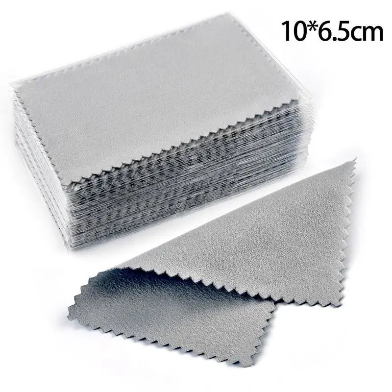 10*6.5cm/8*8cm 50pcs Silver Clean Polishing Cloth Soft Clean Wipe Wiping Cloth For Necklaces Rings Jewelry Clean Tool