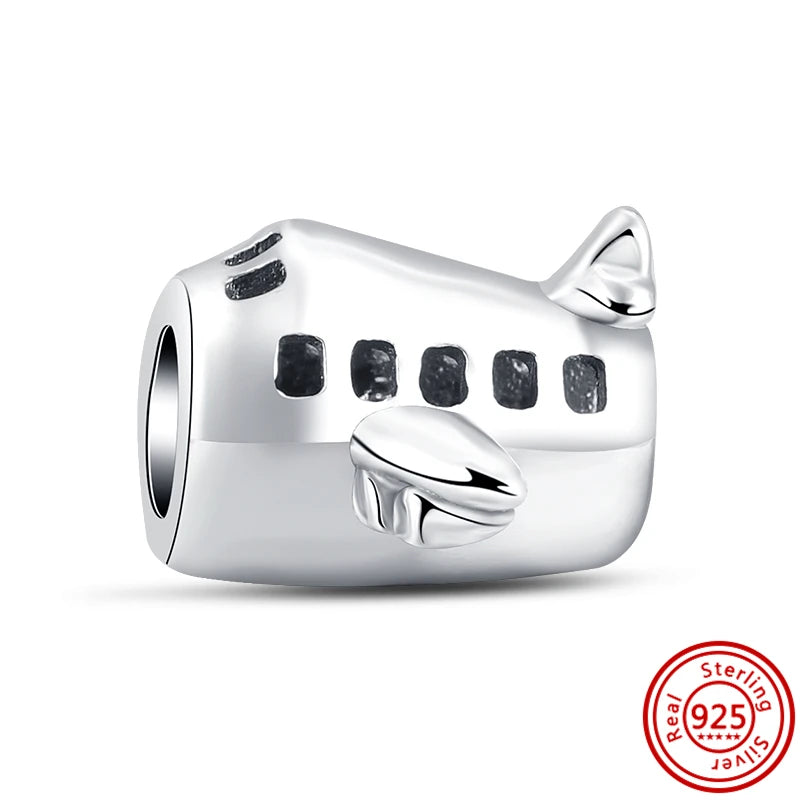 Authentic 100% 925 Sterling Silver Fit Original Pantaro Charms Bracelet Heart Round Style Simple Beads Women DIY Jewelry Making