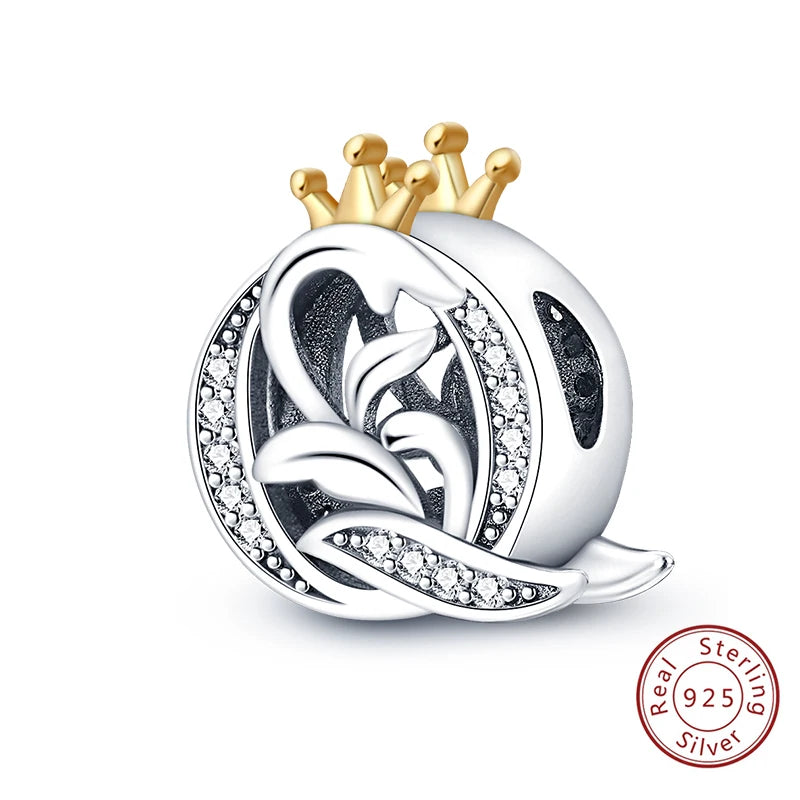 925 Sterling Silver 26 Alphabet A-Z Crown Letters Charms Bead Fit Original Bracelet Fine DIY Charm For Woman Anniversary Jewelry