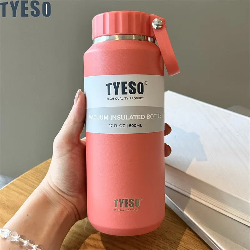 TYESO Insulated Water Bottle Stainless Steel Sport Cup with Handle Portable Travel Mug for Men Women 6-12 Hours Thermal Cold Hot