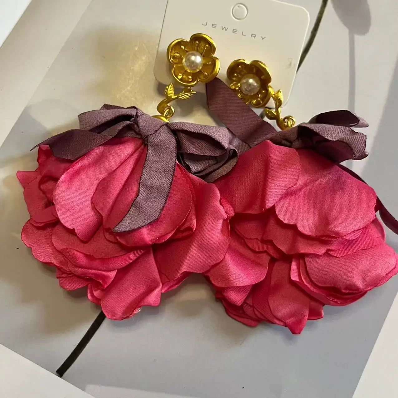 ZAA Personalized Trendy Resin Flower Water Drop Long Earrings