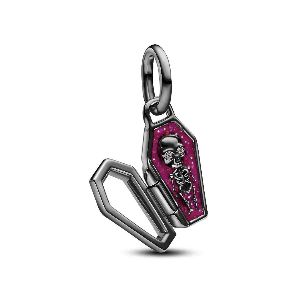 Halloween 925 Sterling Silver Skull Charm Luminous Pumpkin Bat Ghost Coffin Bead Pendant Ring Necklace Bracelet DIY Jewelry Gift