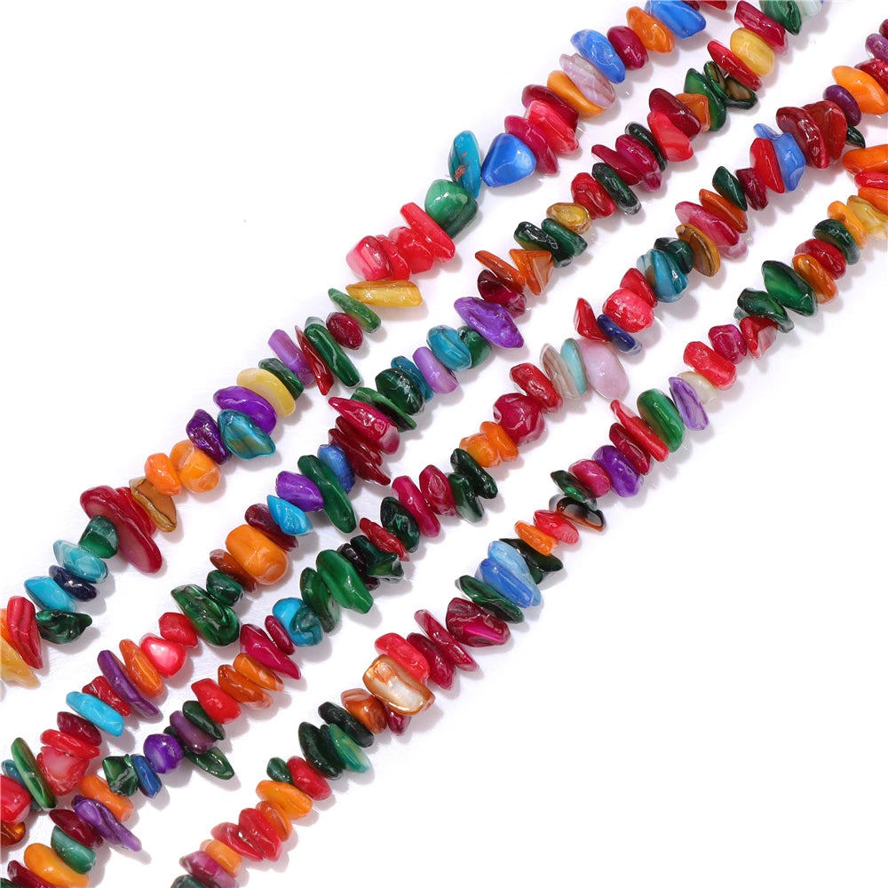 5-8mm Muticolor Shell Beads Natural Dyed Color Irregular Shape Loose Spacer Bead For Jewelry Making Necklace Bracelet DIY