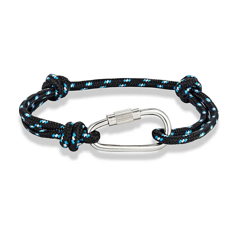 MKENDN High Quality Men Paracord Rope Survival Bracelet Women Adjustable Waterproof Surfer Rope Carabiner Shackle Jewelry