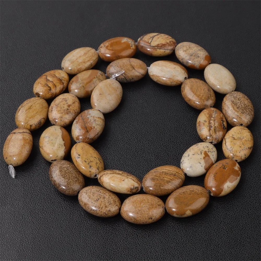 10x15mm Natural Stone Bead Flat Oval Shape Amazonite Rose Quartzs Amethysts Beads For Jewelry Making Necklace Bracelet Handmade