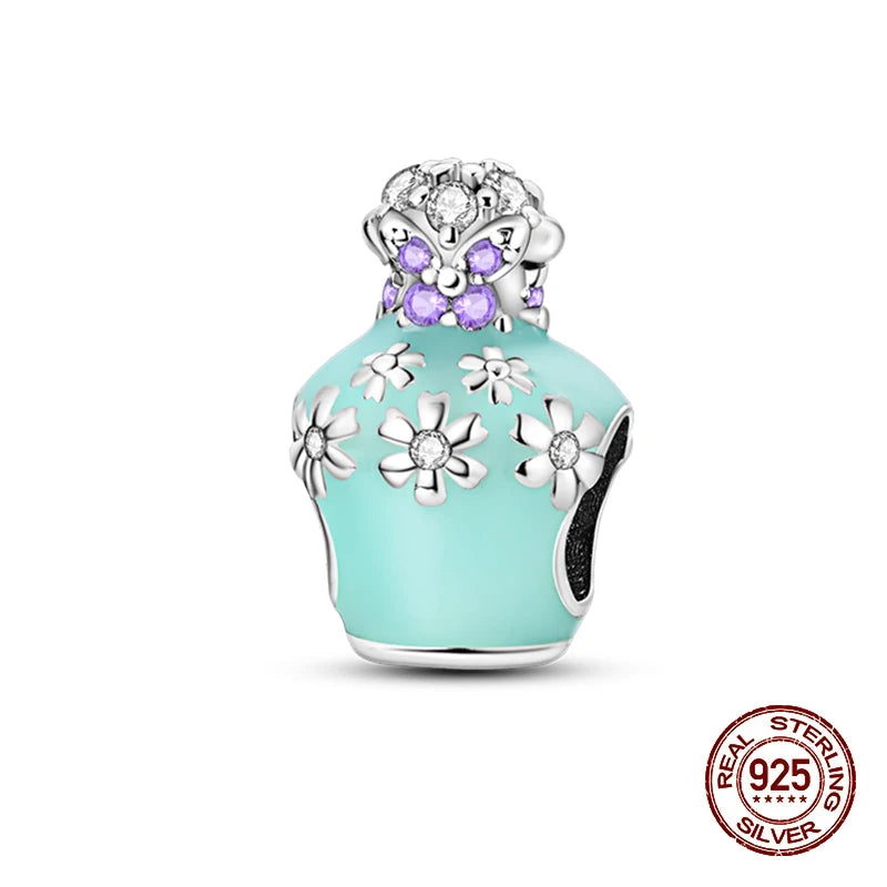 100% 925 Sterling Silver Perfume Bottle Clock Daily Life Charms Beads Fit 3mm 925 Original Bracelets Fine DIY Jewelry Gift