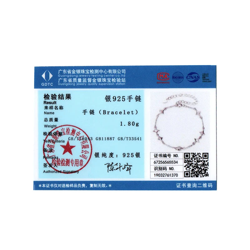 Bracelet étoilé BISAER en argent sterling 925, plaqué or blanc et orné de zircons étincelants, pour femme, idéal pour les mariages et les fêtes. Bijou raffiné.