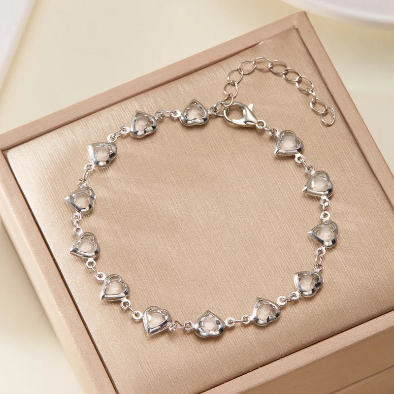 Charm Red Cherry Anklets for Women Vintage Boho Zircon Love Heart Flower Foot Leg Ankle Chain Girls Beach Party Jewelry Gifts