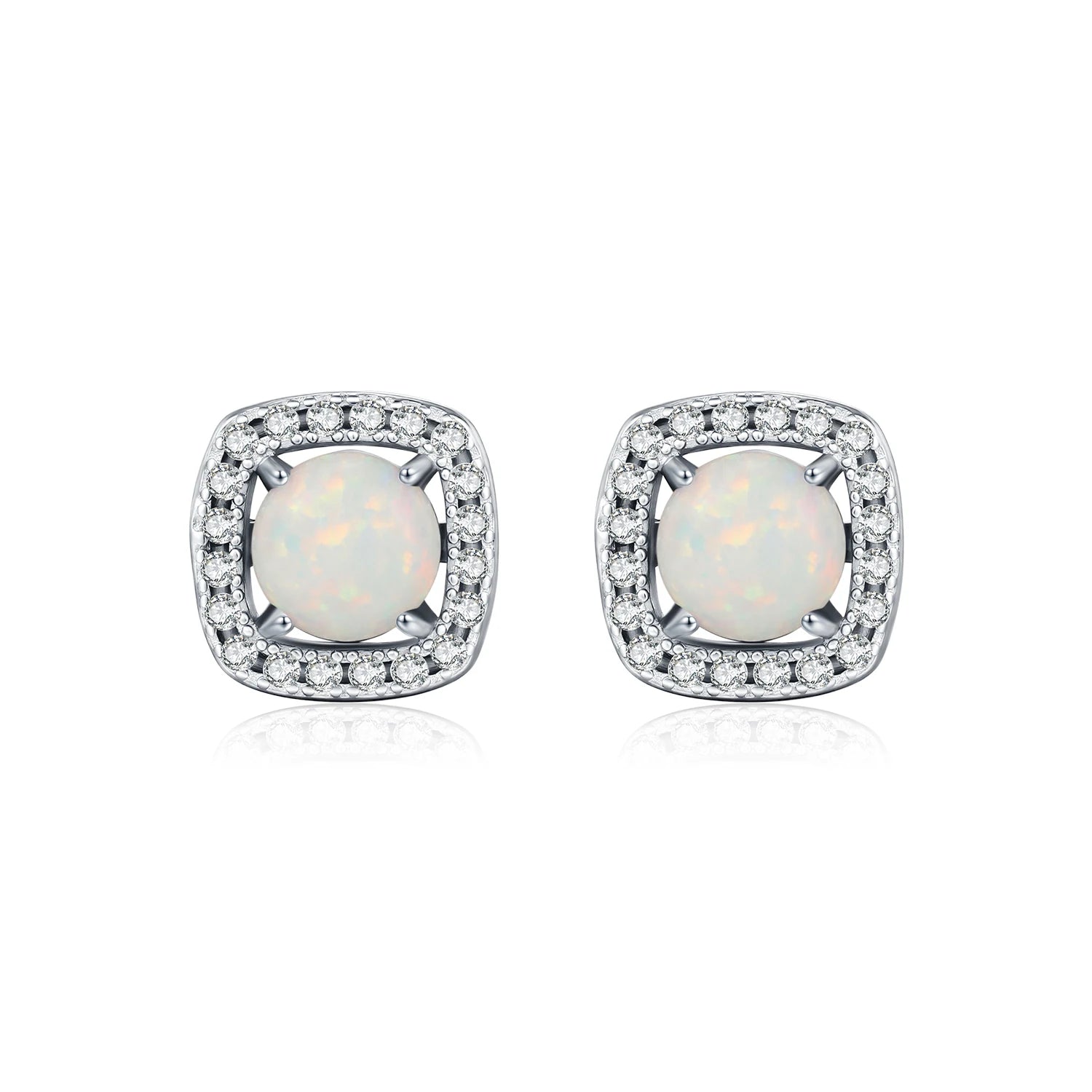 MODIAN 925 Sterling Silver Elegant Opal Square Dating Stud Earrings Fashion Daily Earrings For Women Fine Jewelry Gifts