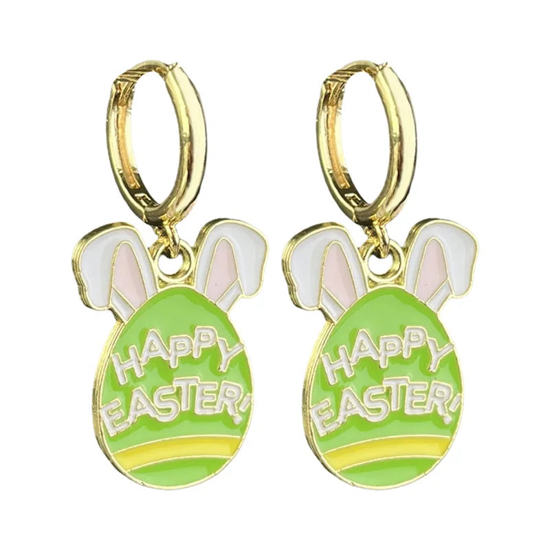 2025 neue Ostern Kaninchen &amp; Ei Legierung Emaille Anhänger Ohrring für Frauen Emaille Ostern Charme Nette Ohrring EAR100036