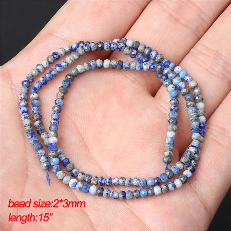 45 Styles Natural Lapis Lazuli Beads Blue Round Rondelle Faceted Loose Spacer Stone Bead For Jewelry Making Accessories Supplies