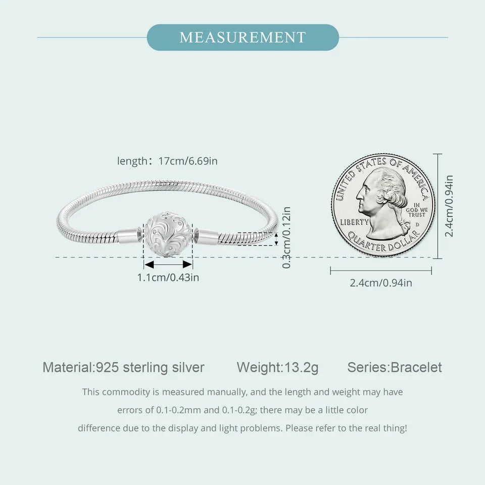 Bracelet BISAER en argent sterling 925 avec motif de palais rétro, bracelet rond de base, breloques originales, bijoux à faire soi-même, fête d'anniversaire