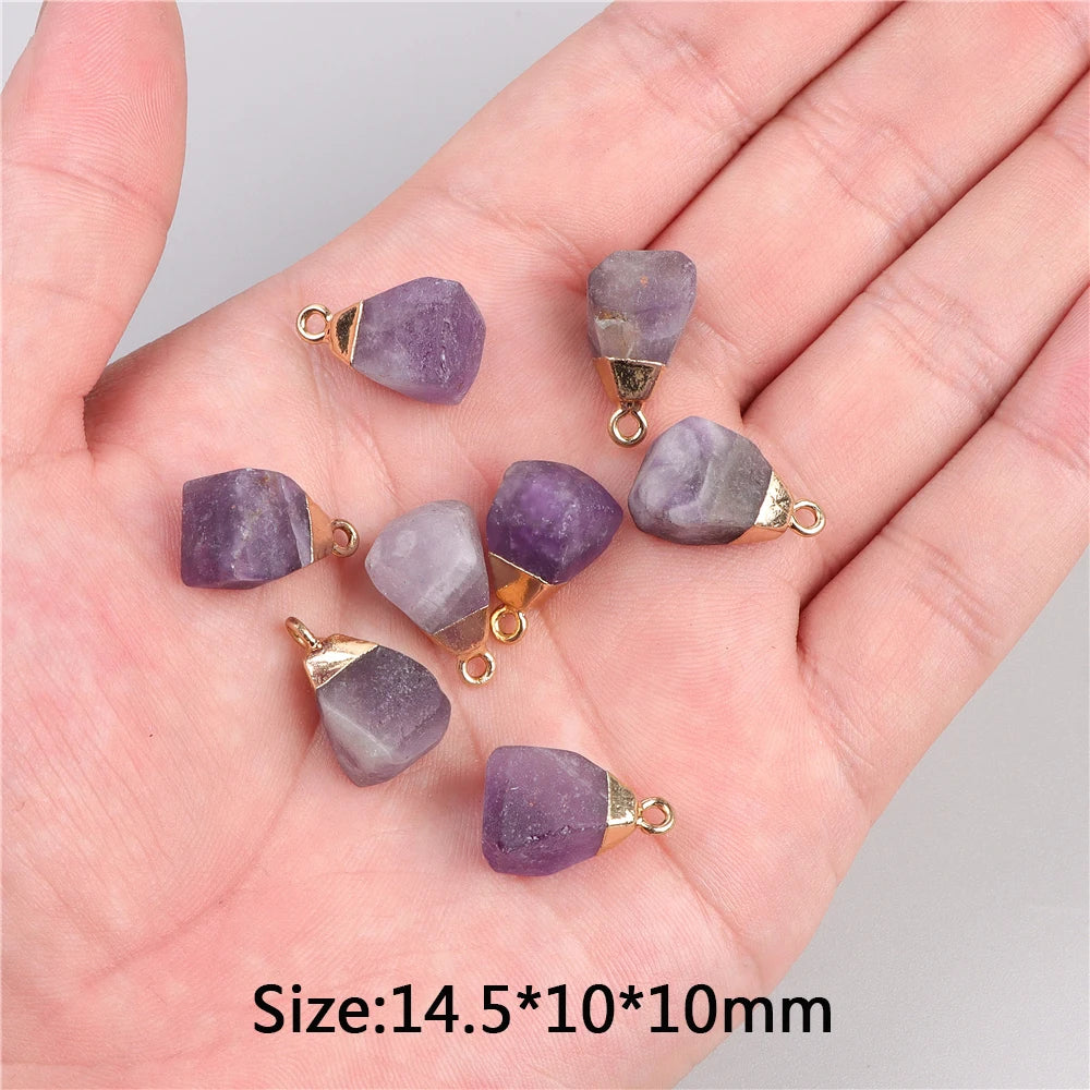 5pcs Natural Rough Stone Pendant Irregular Shape Healing Amethysts Labradorite Agat Quartz Pendants For DIY Handmade Necklace