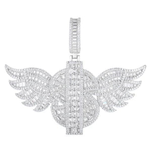 TUHE Unisex Cross Angel Wings Pendants Necklaces Ice Out Moissanite S925 silver Pendants For Men Hip Hop Jewelry Gift