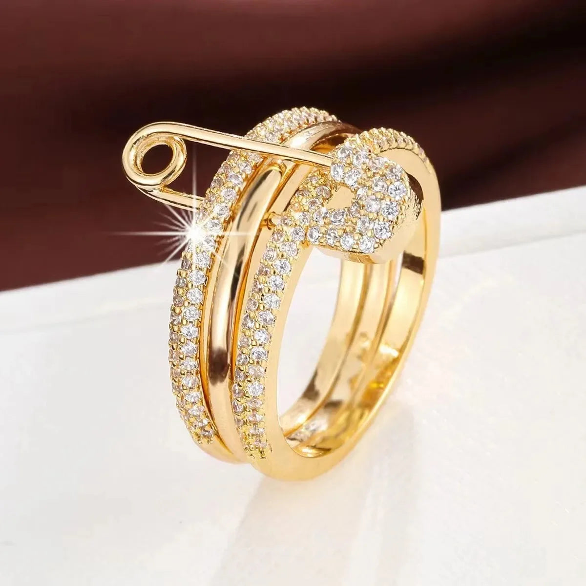 Stainless Steel Three Layer Zircon Ring Hip Hop Style Jewelry Gift for Men Women Party New Year Fashion