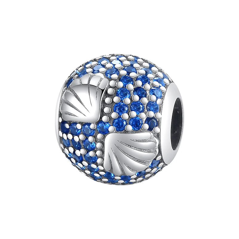 Genuine 925 Silver Evil Eye Blue Zircon Round Lucky Charms Beads Fit Pandach 925 Original Bracelets Fine DIY Birthday Jewelry