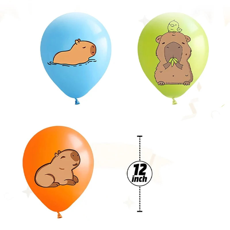 15PCS/1Set Capybara Party Latex Balloons for Children Cute Capybara-themed Birthday Animal Party Decorations Shower Supplies