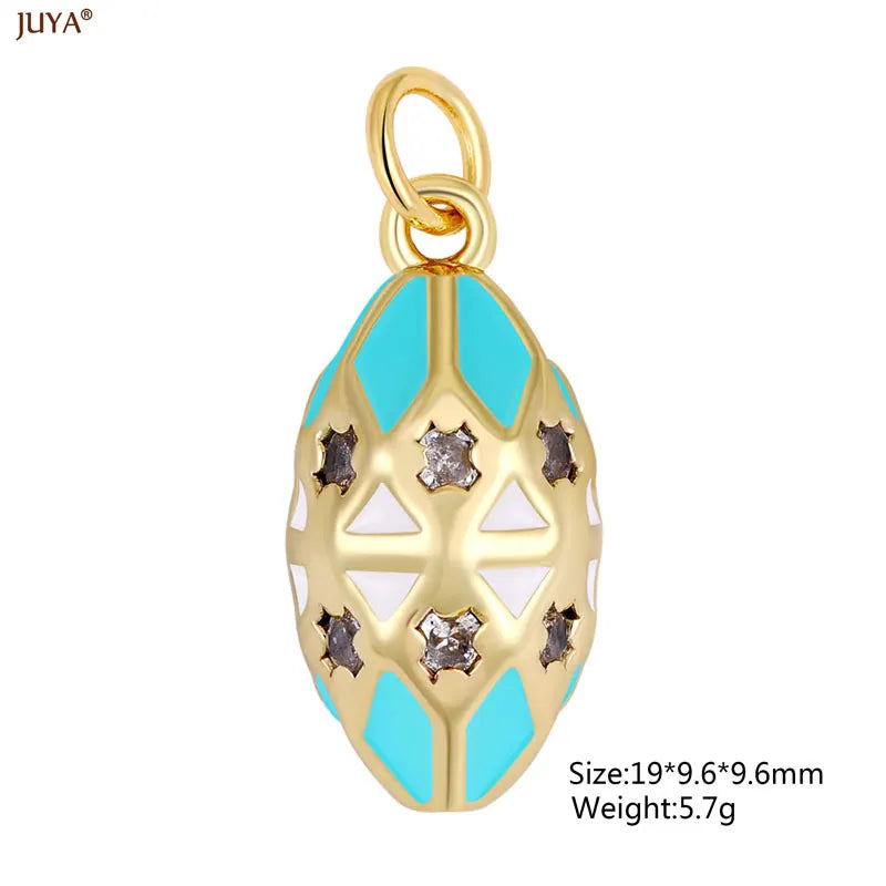 JUYA New 3D Water Drop Pendant Bohemia Type CZ Enamel Charm For DIY Women Necklaces Jewelry Making Accessories