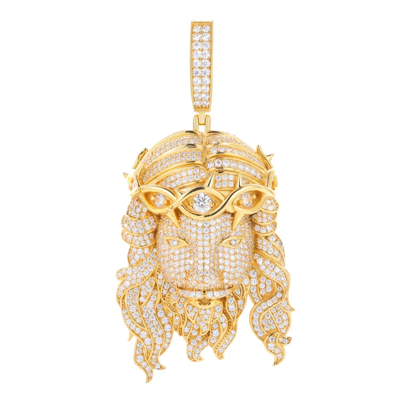 Pendentifs unisexes TUHE de haute qualité en moissanite D VVS sertis de pierres, représentant Jésus, pour hommes, style hip-hop