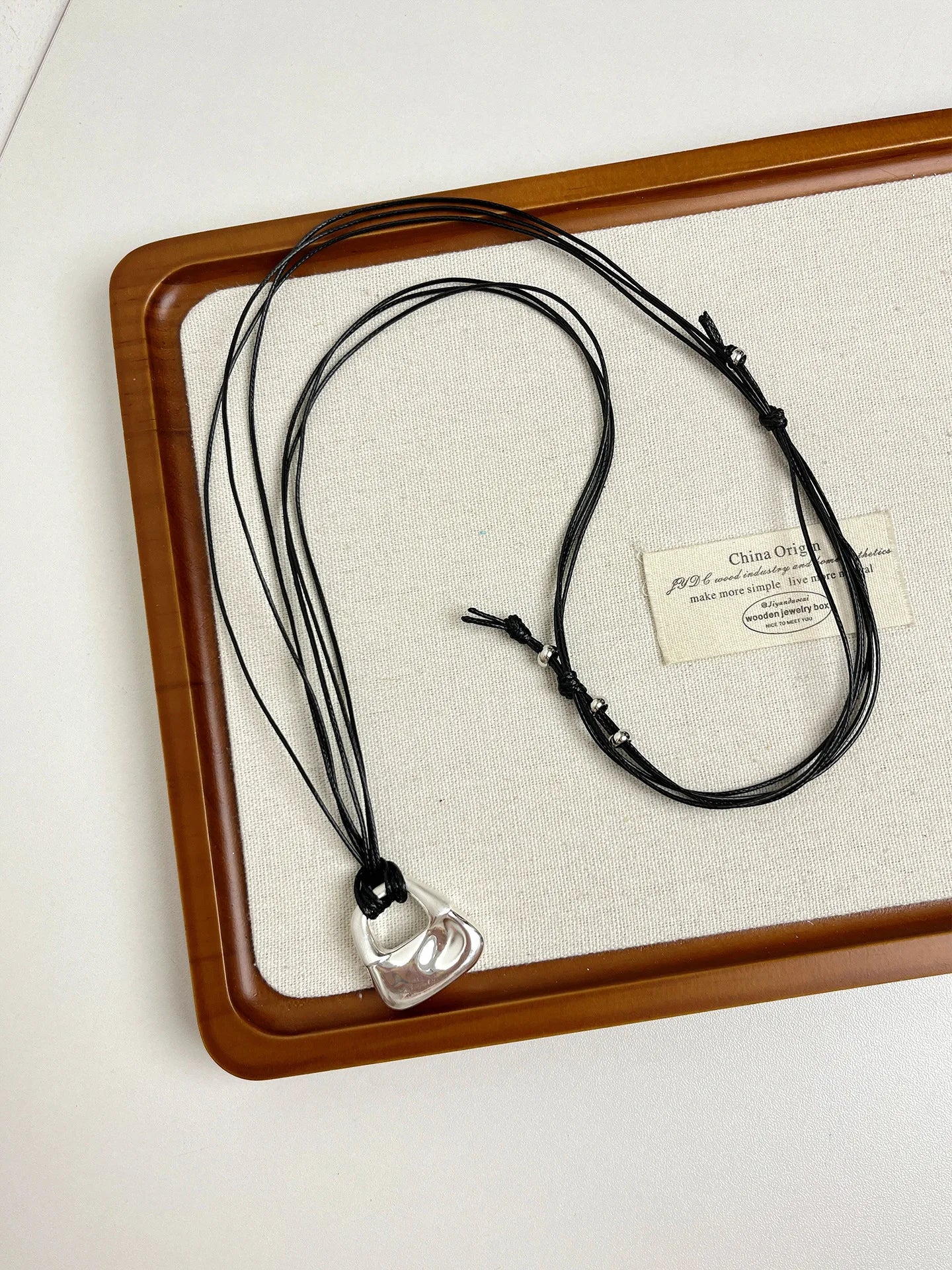 Silver Color Bag Pendant Long Necklace Black Rope Sweater Chain