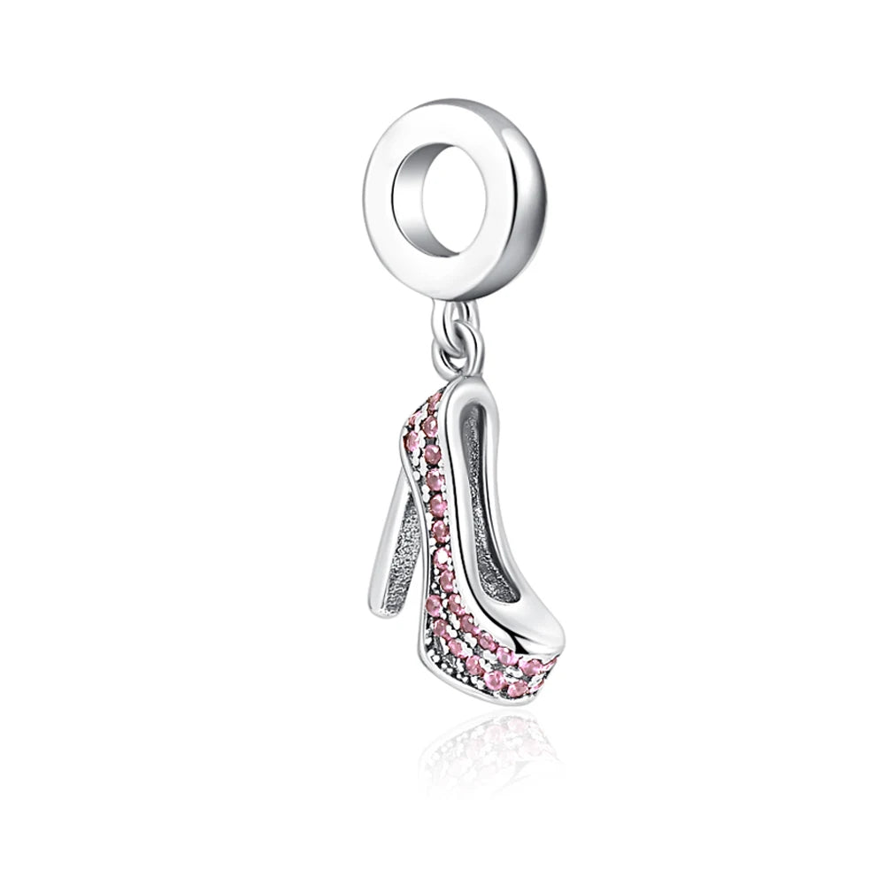 New Original 925 Silver Plated Accessories Fashion Charm Perfume High Heels Bead Fit Pendant Bracelet For Women DIY Jewelry Gift