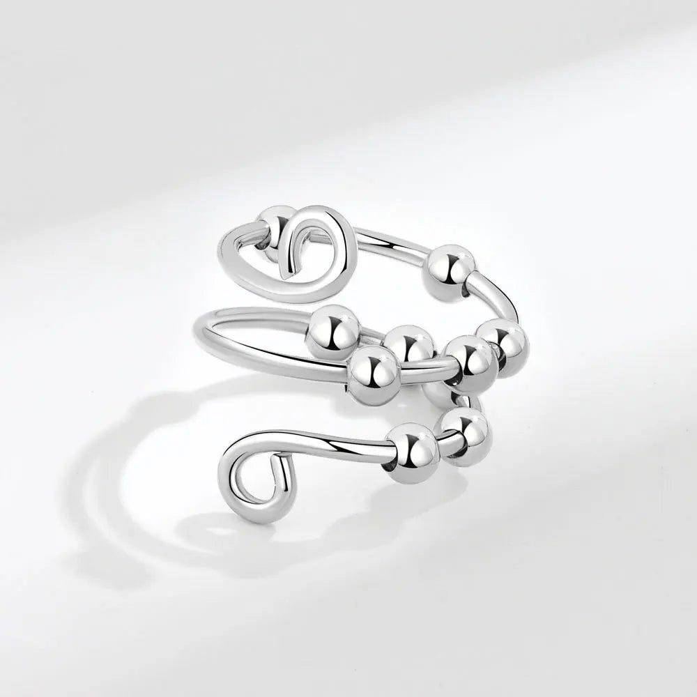 Anti Stress Anxiety Silver Ball Rings 925 Women Men Spinner Fidget Rings Vintage Gold Couple Anillos Jewelry Free Shipping Gift