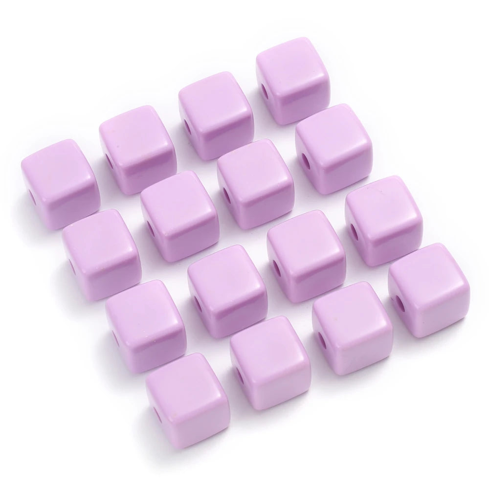 10Pcs 15mm Colorful Square Acrylic Beads Spacer Loose Bead For Handmade Jewelry Making DIY Necklace Bracelet Earrings Accessorie