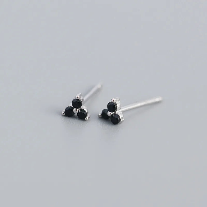 925 Sterling Silver Inlaid Crystal Geometric Clover Stud Earrings Light Luxury Mature Glamour Women Jewelry Accessories
