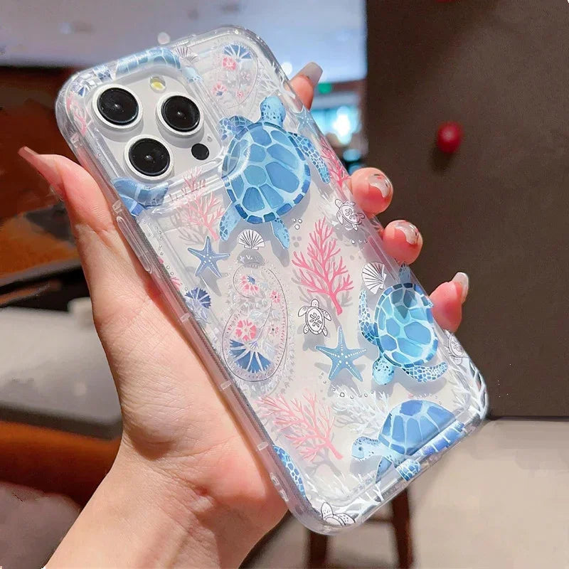 Summer Ocean Turtle Dolphin Print Clear Case for Xiaomi Redmi Note 12 4G Redmi Note 13 Pro Plus 5G 12S 11S 11 10S 10 9 9S Cover