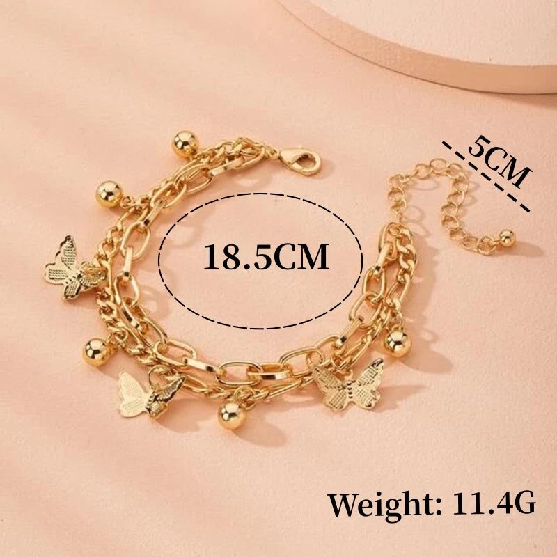 Fashion Chain Love Pearl Double Bracelet Temperament Peach Heart Pendant Bracelet Female College Student Jewelry Pulsera