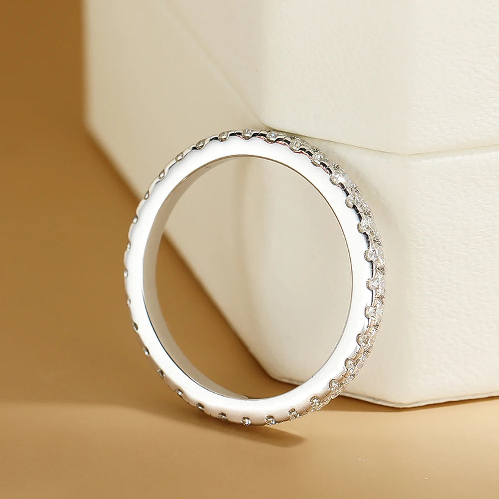 Serenity 2mm D Moissanite Row Rings For Women Gift S925 Sterling Silver Jewelry Sparkling Lab Diamond Eternity Rings Plated 18K - Madeinsea©