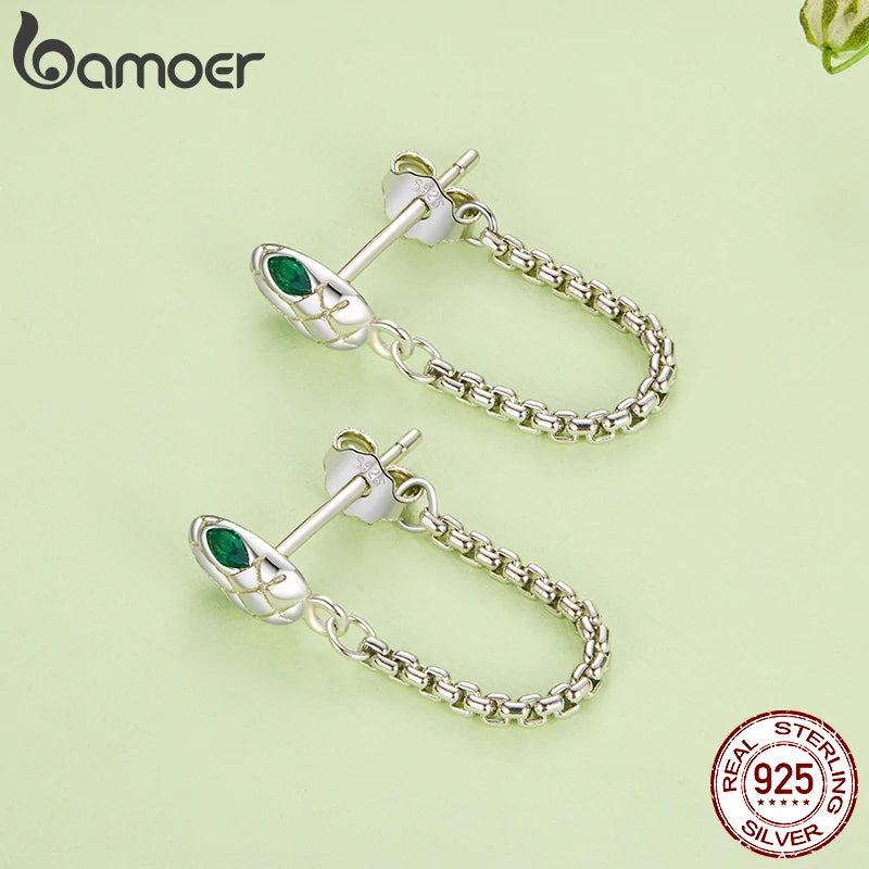 BAMOER 925 Sterling Silber Schlangenquasten-Ohrringe, Hypoallergener Tier-Modeschmuck, Geburtstagsgeschenk für Frauen BSE1148