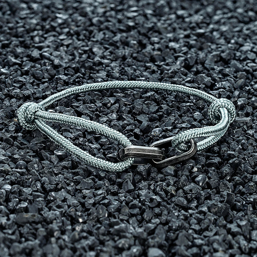 MKENDN Punk Style Mens Bracelet Rope Chain Thin Mens Black Rope Nylon Bracelet Women Stainless Steel Bracelet Mens Jewelry