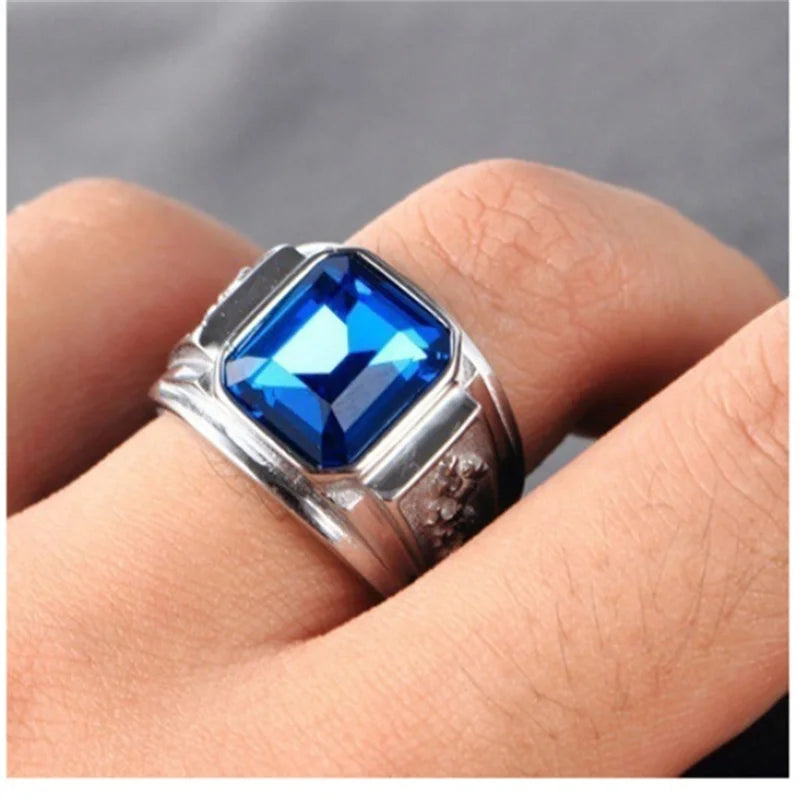 Fashion Zodiac Dragon Ring For Men Jewelry Trendy S925 Ring Male Crystal Suqare Finger Accessories Gift For Boyfriend