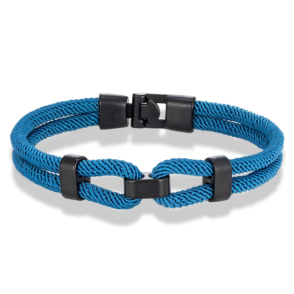 MKENDN Unique Sailing-Inspired Knot Bracelet For Men Black Easy Buckle Rope Bracelet Gifts For Him Nautical Wrap Jewelry Gifts - Madeinsea©