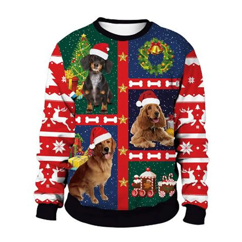 Clothing Wholesale Unisex Men Women 2026 Ugly Christmas Sweater Santa Elf Christmas Funny Fake Hair Sweater Autumn Winter Tops