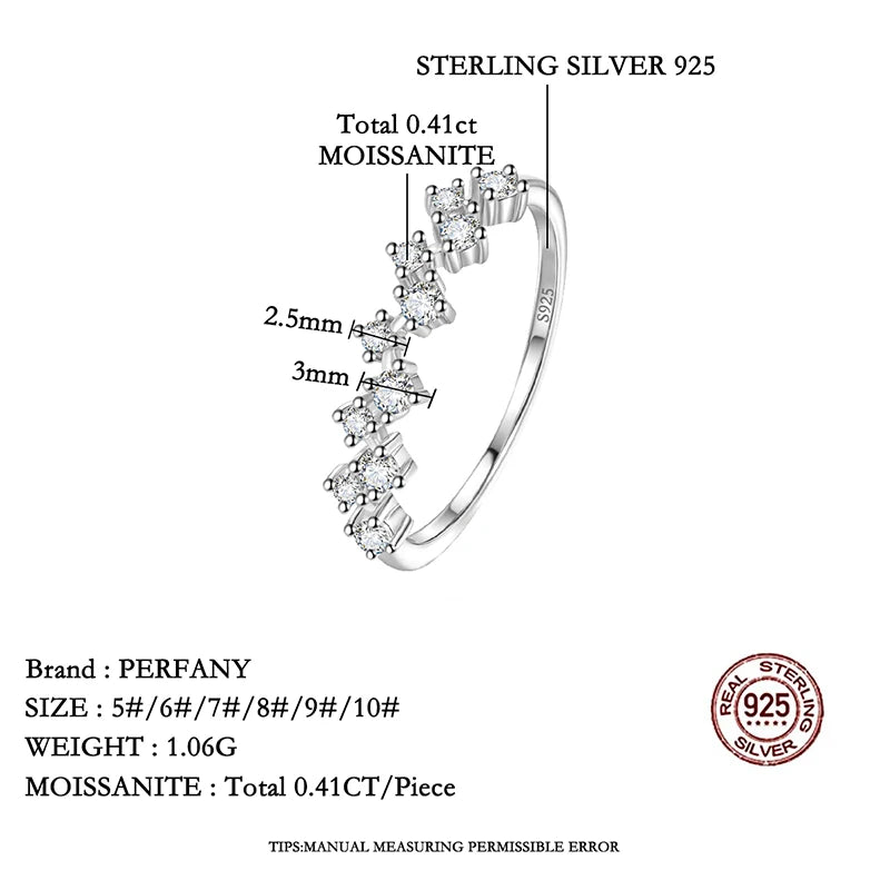 PERFANY 0.41CT Moissanite Eternal Ring for Women S925 Pure Silver Plated 18K White Gold Laboratory Diamond Fashion Jewelry - Madeinsea©