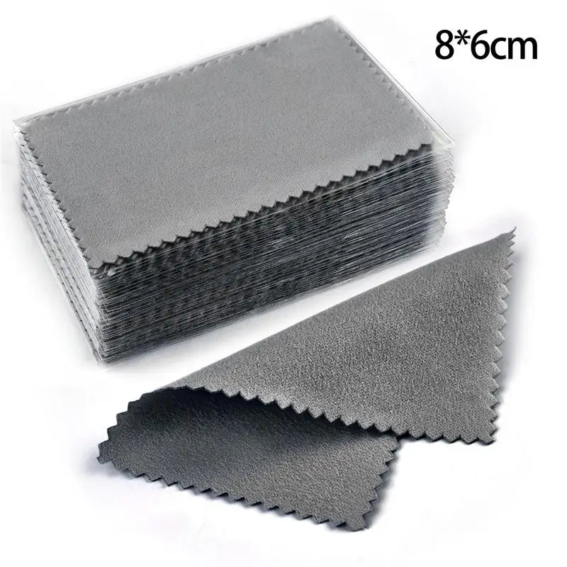 10*6.5cm/8*8cm 50pcs Silver Clean Polishing Cloth Soft Clean Wipe Wiping Cloth For Necklaces Rings Jewelry Clean Tool