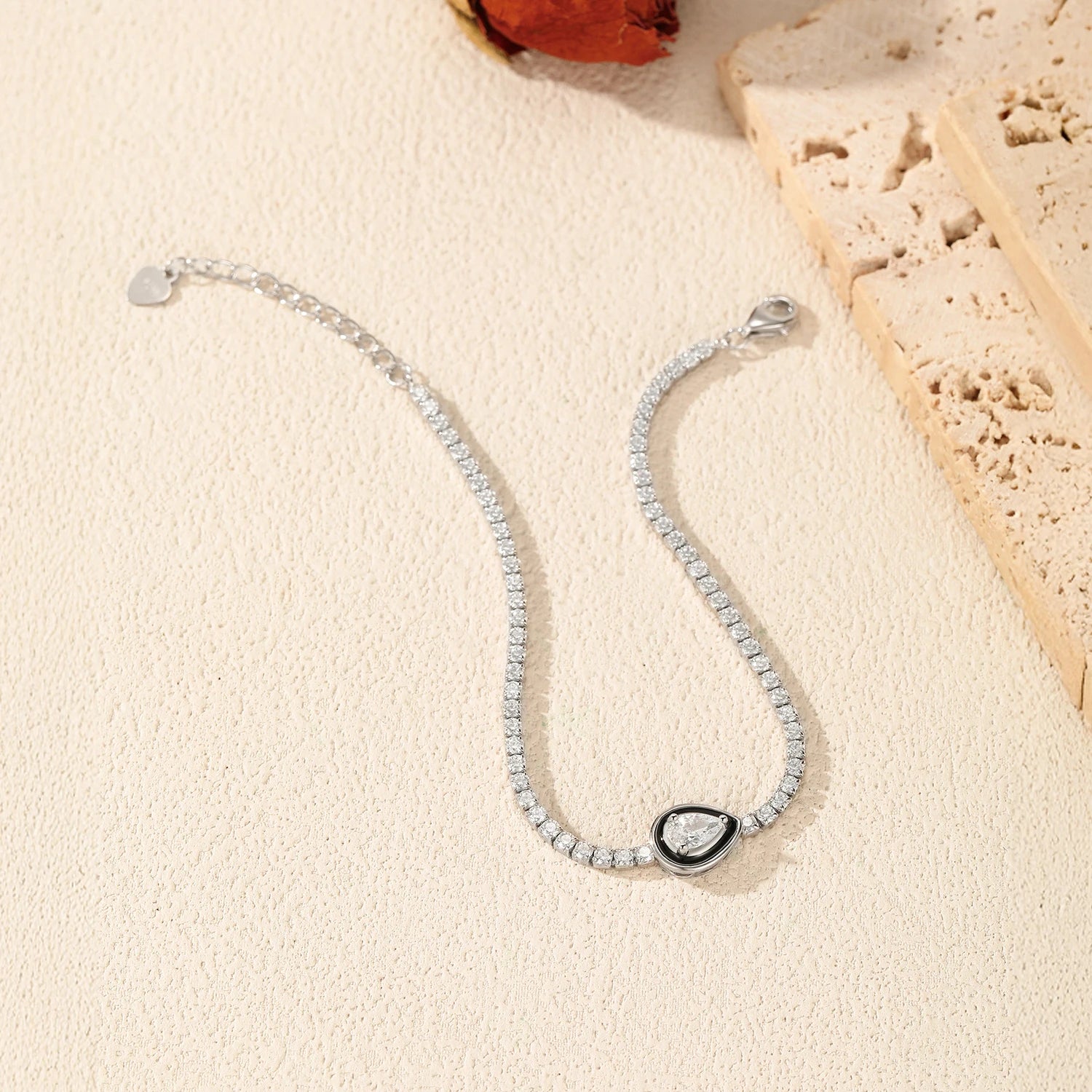MODIAN Trendy Tennis Bracelets 925 Sterling Silver Charming Black Enamel Bracelet Water Drop CZ Bracelets For Women Fine Jewelry