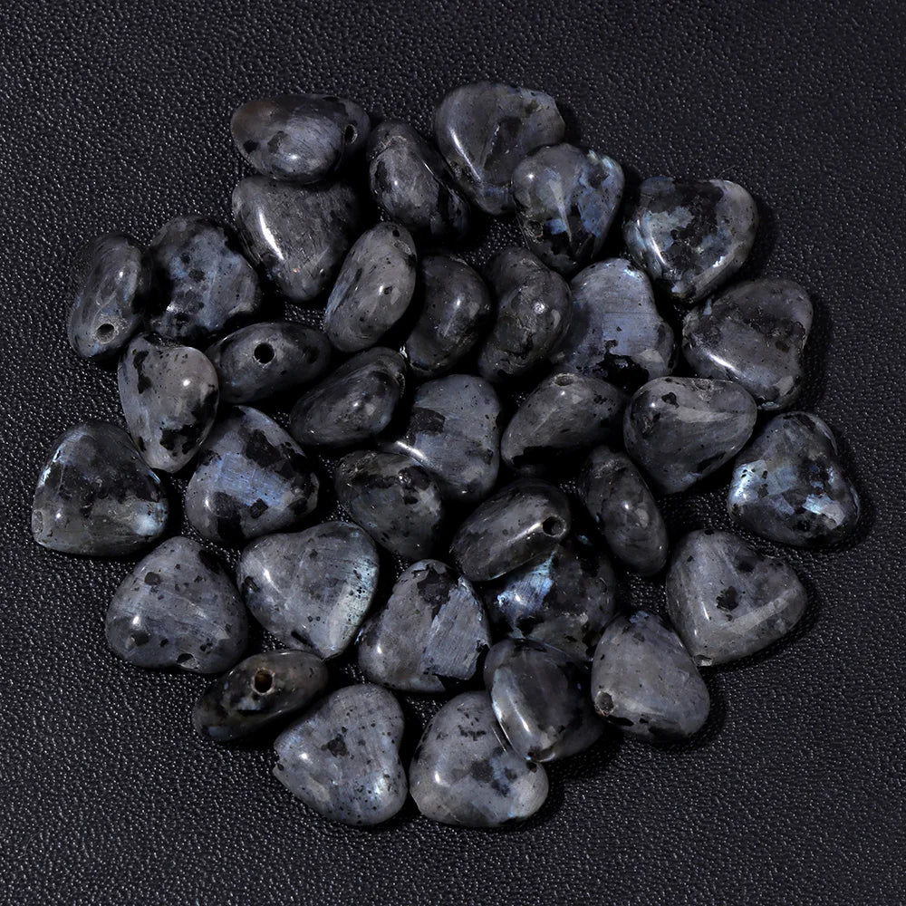 Natural Gems Heart Shape Stone Bead Central Drilled Fluorite Quartzs Loose Spacer Beads For Jewelry Making DIY Bracelet Earrings