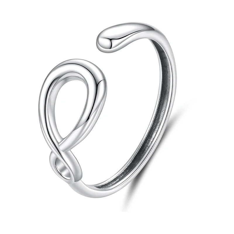 BAMOER 925 Sterling Silber Unendlicher, eleganter offener Ring, Verdrehter Liebesring für Frauen und Mädchen, minimalistisches Schmuckgeschenk zum Geburtstag oder Date