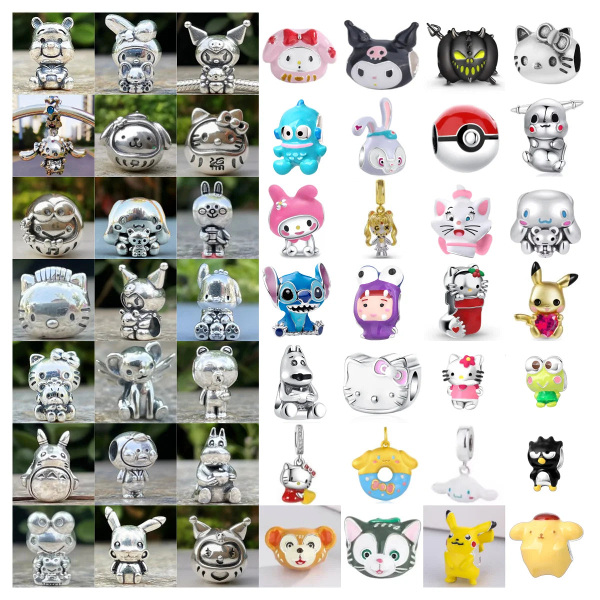 2025 New Miniso Disney Sanrio Beads 925 Silver Stitch Hello Kitty Kuromi Charm Fit Original Bracelet Women DIY Pendant Jewelry