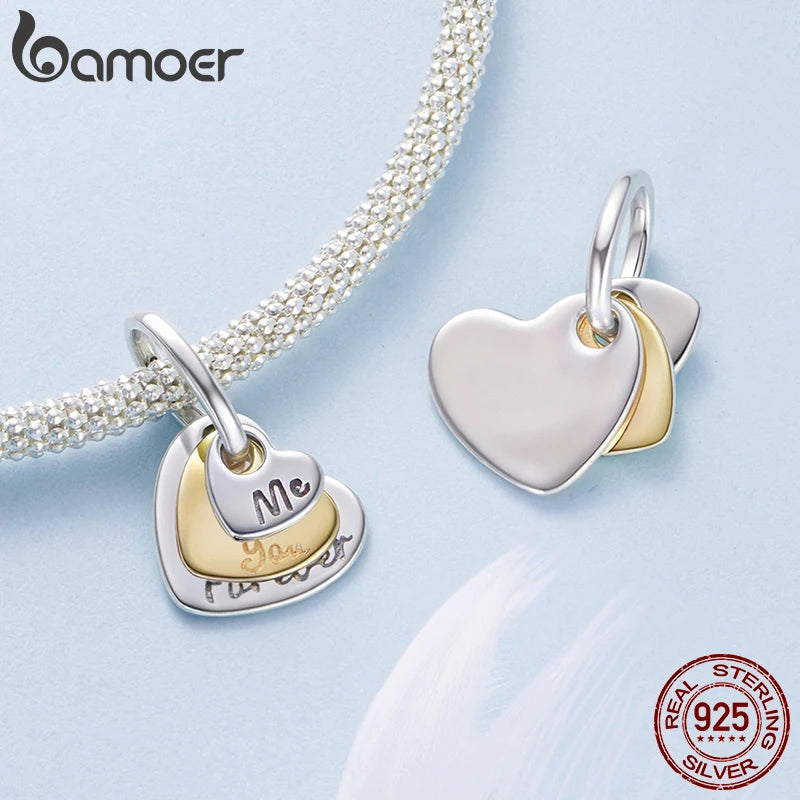 BAMOER 925 Sterling Silver Red Heart Charm Ombre Purple Perfume Bottle Pendant Original for Women DIY Necklace Romantic Gift