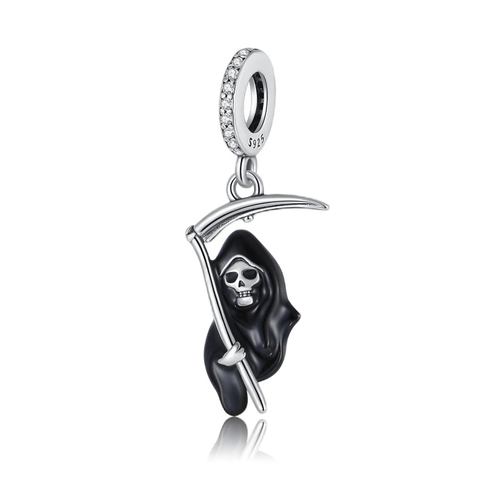 Classic 925 Sterling Silver Crown Skull Beads & Rose Pistol Dangle Charm Fits Bracelet Exquisite Necklace Jewelry Gifts