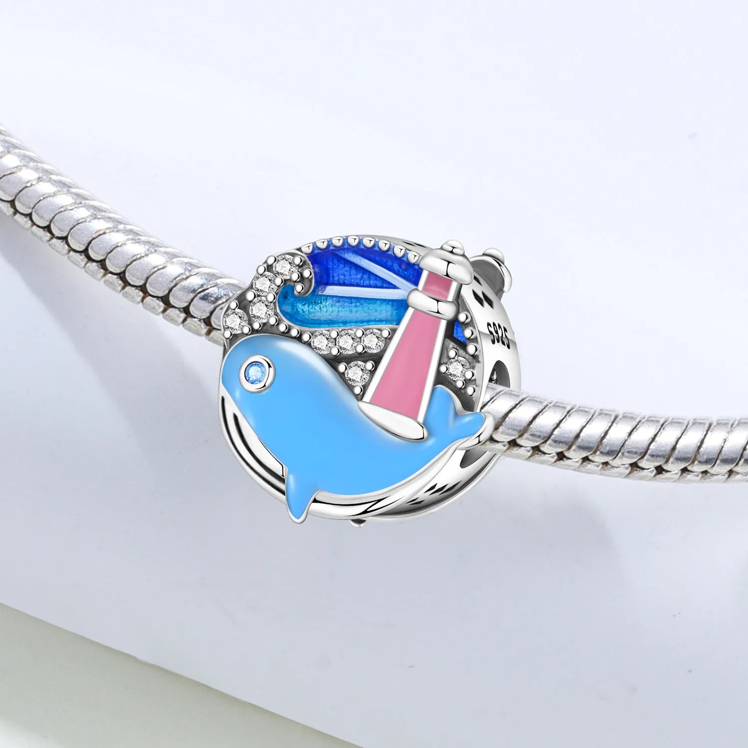 PANPOKI 925 Sterling Silver Dolphin Ocean World Beads Original Pendants Bracelet Charm Jewelry Party DIY Trendy Gifts