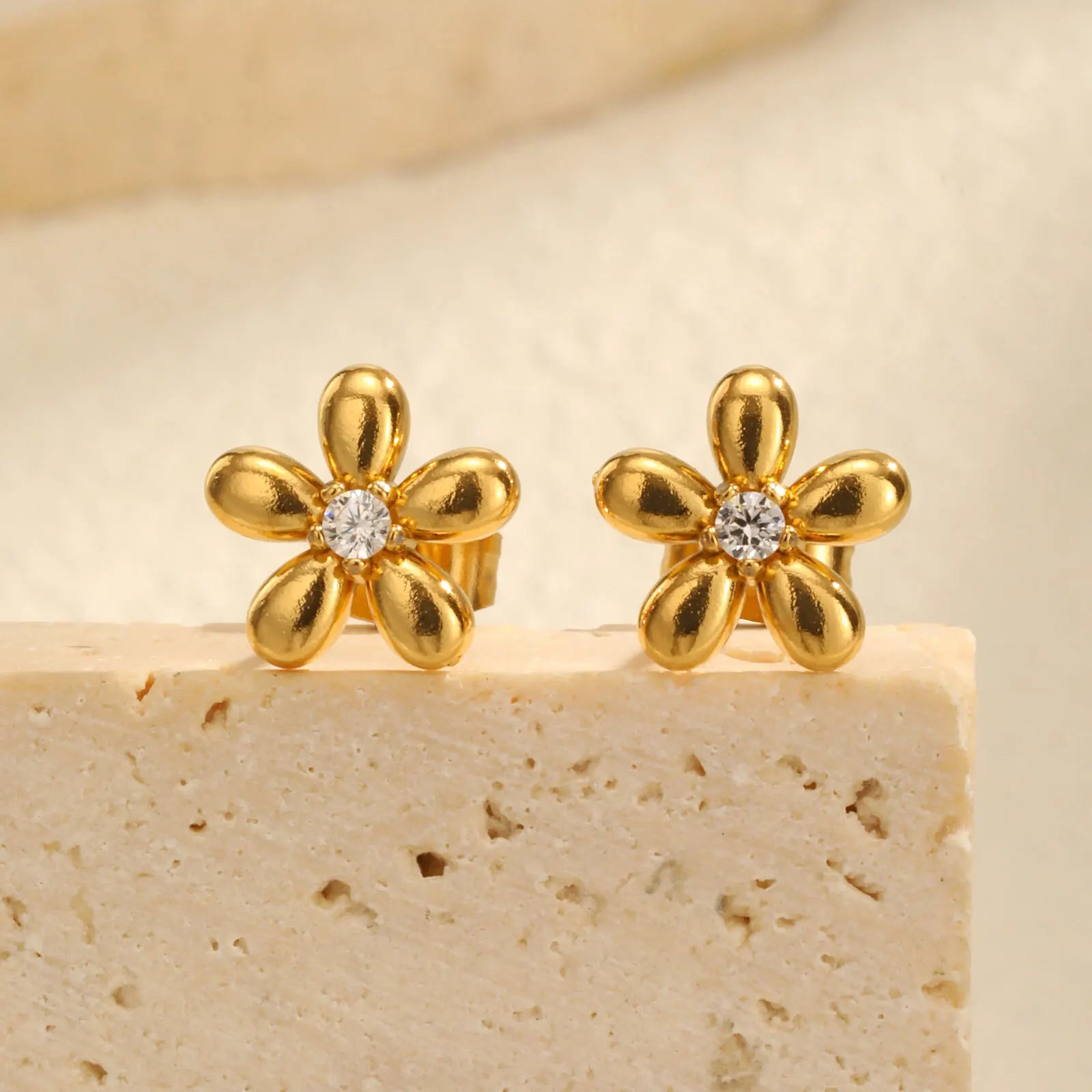 Vnox Tiny Cute Buble Flower Stud Earrings for Women Girls, Anti Allergy Stainless Steel Ear Jewelry,Zircon Daily Earrings