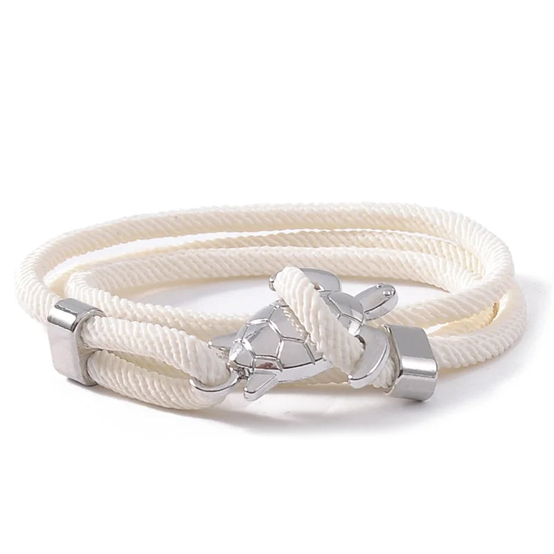Cute Silver Color Sea Turtle Rope Bracelets For Women Men Wristband Jewelry High Quality Milan Line Pure Hand Knitting Bracelet