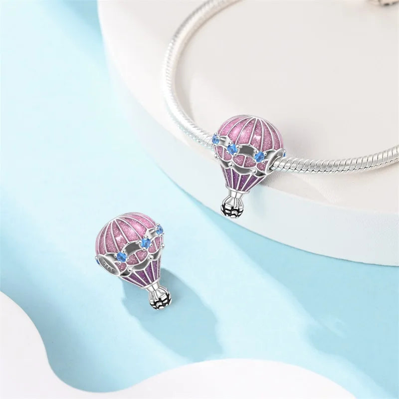 Romantic 925 Silver Couple Colourful Heart Shaped Hot Balloon Charms Beads Fit 3mm 925 Original Bracelets DIY Jewelry Gifts
